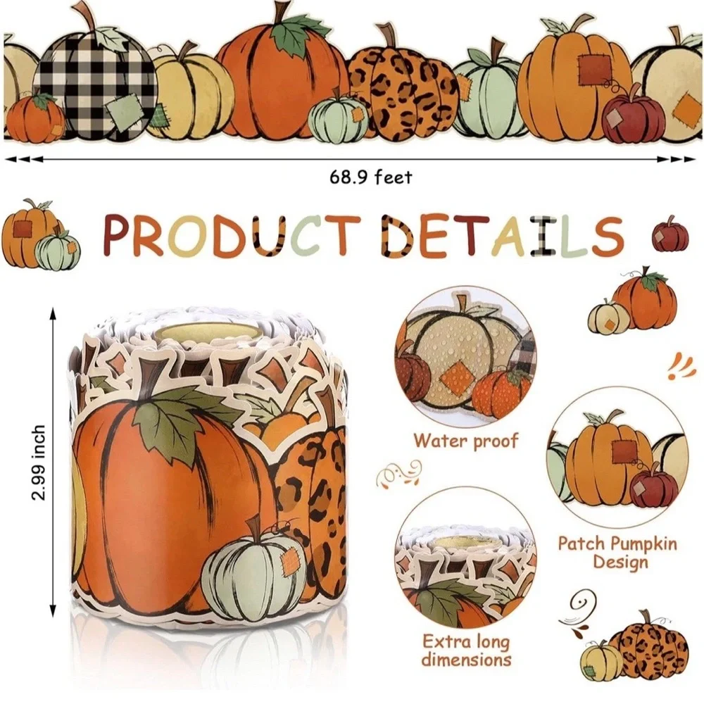68.9 Ft  Pumpkin Bulletin Board Borders Fall Decorations. Home School Teacher